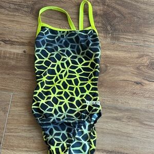 Arena Women's One Piece Swimsuit - Neon Yellow and Black